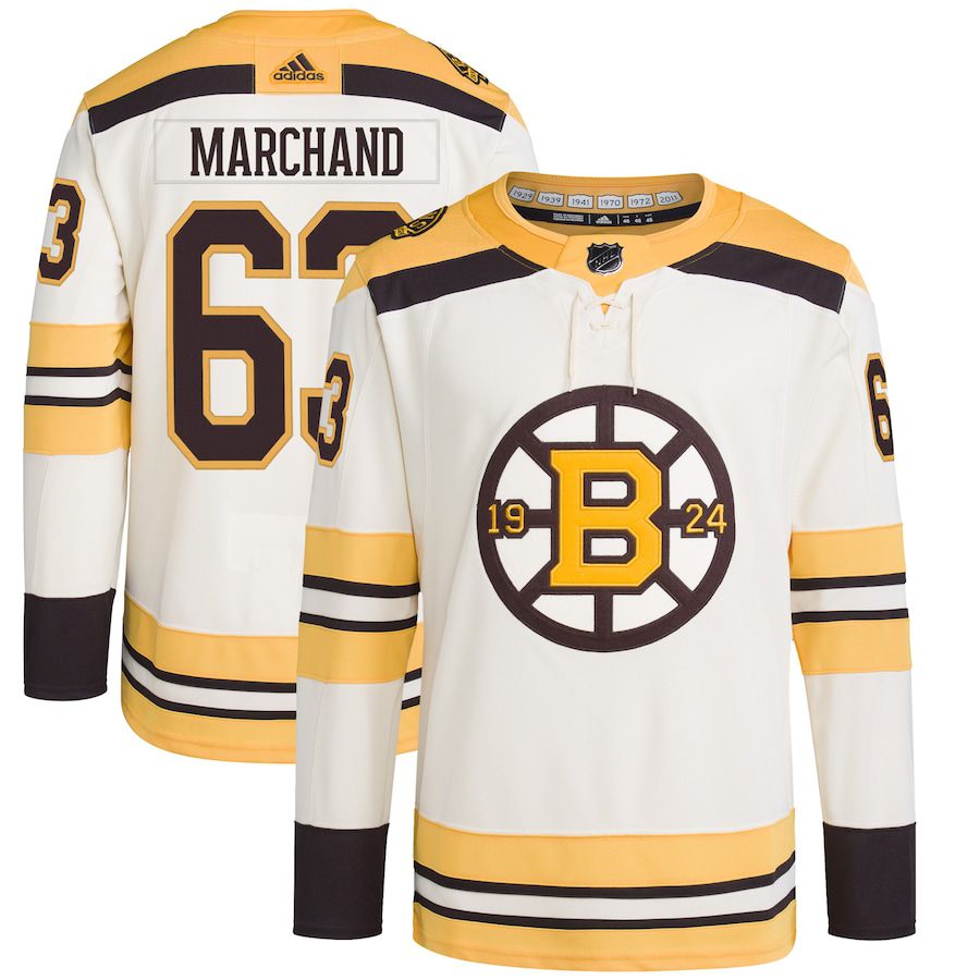 Men Boston Bruins #63 Brad Marchand adidas Cream Primegreen Authentic Pro Player NHL Jersey->->NHL Jersey